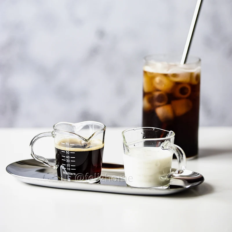 

Espresso Measuring Glass , 3-Ounce Double Spouts Shot Glass with Pouring Handle,Barista Measuring Pitcher with Dual-purpose Grad