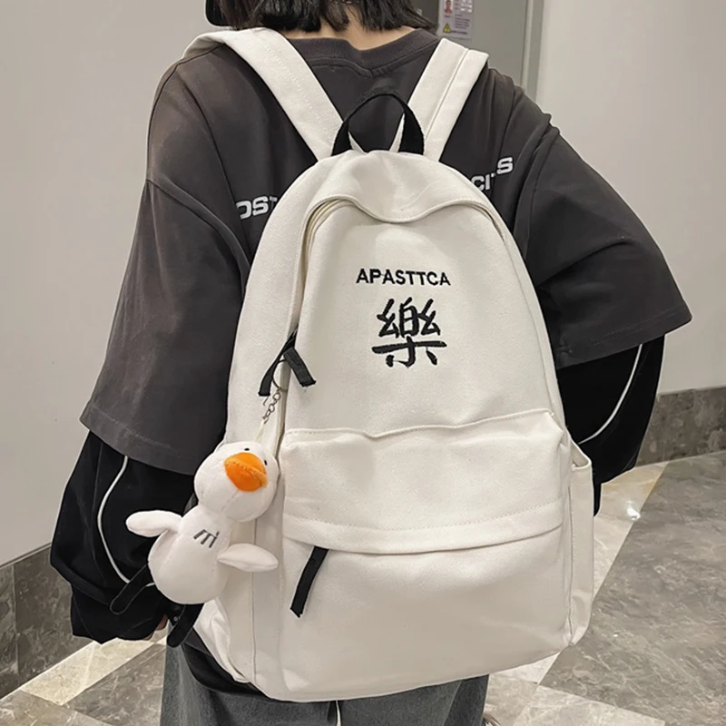 

Новый однотонный Повседневный холщовый рюкзак EST на плечи для женщин, школьный ранец для студенток, дамская сумка