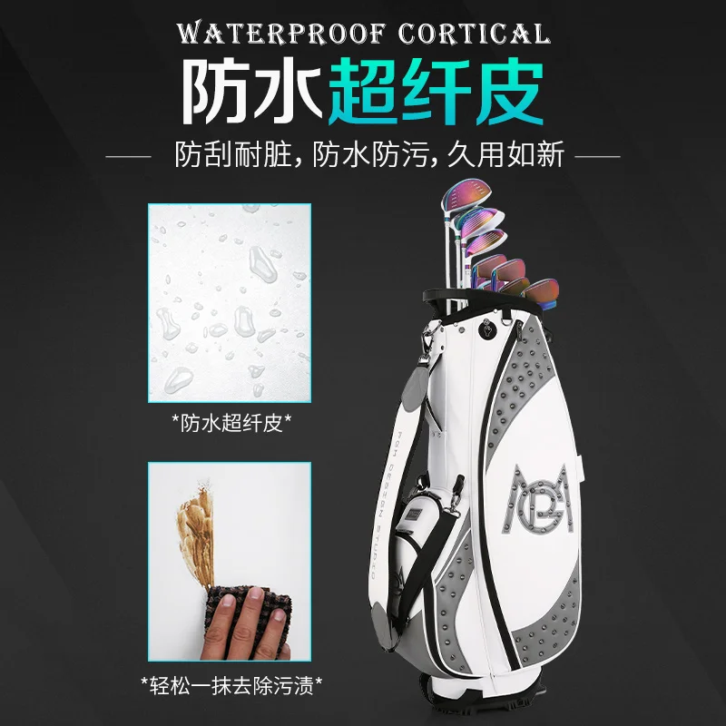 PGM Golf Women's Fashion Rivet Rack Bag Transparent Cap Waterproof High Capacity Clubs Bag Ladies Triangle Stable Stand Ball Bag