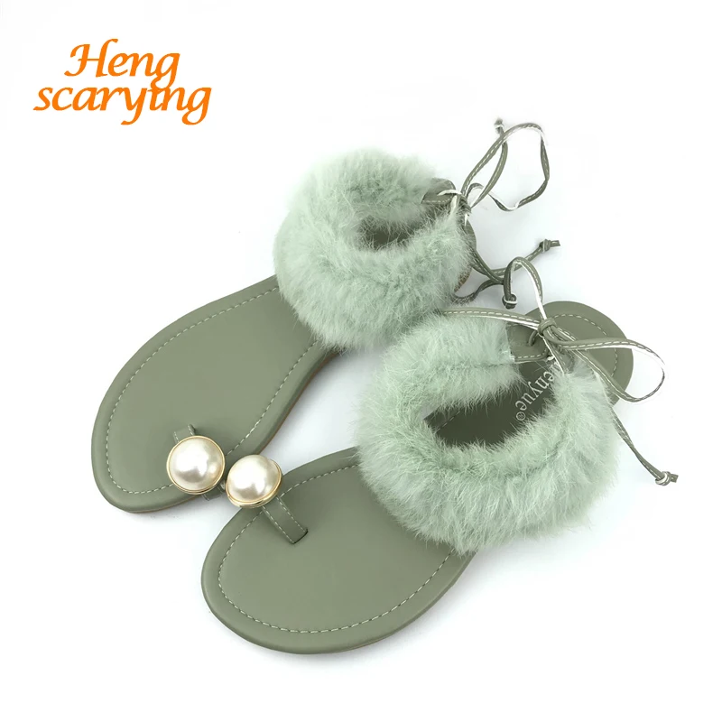 Милые женские мокасины с бусинами Сезон лето 2020 Модные сандалии на низком