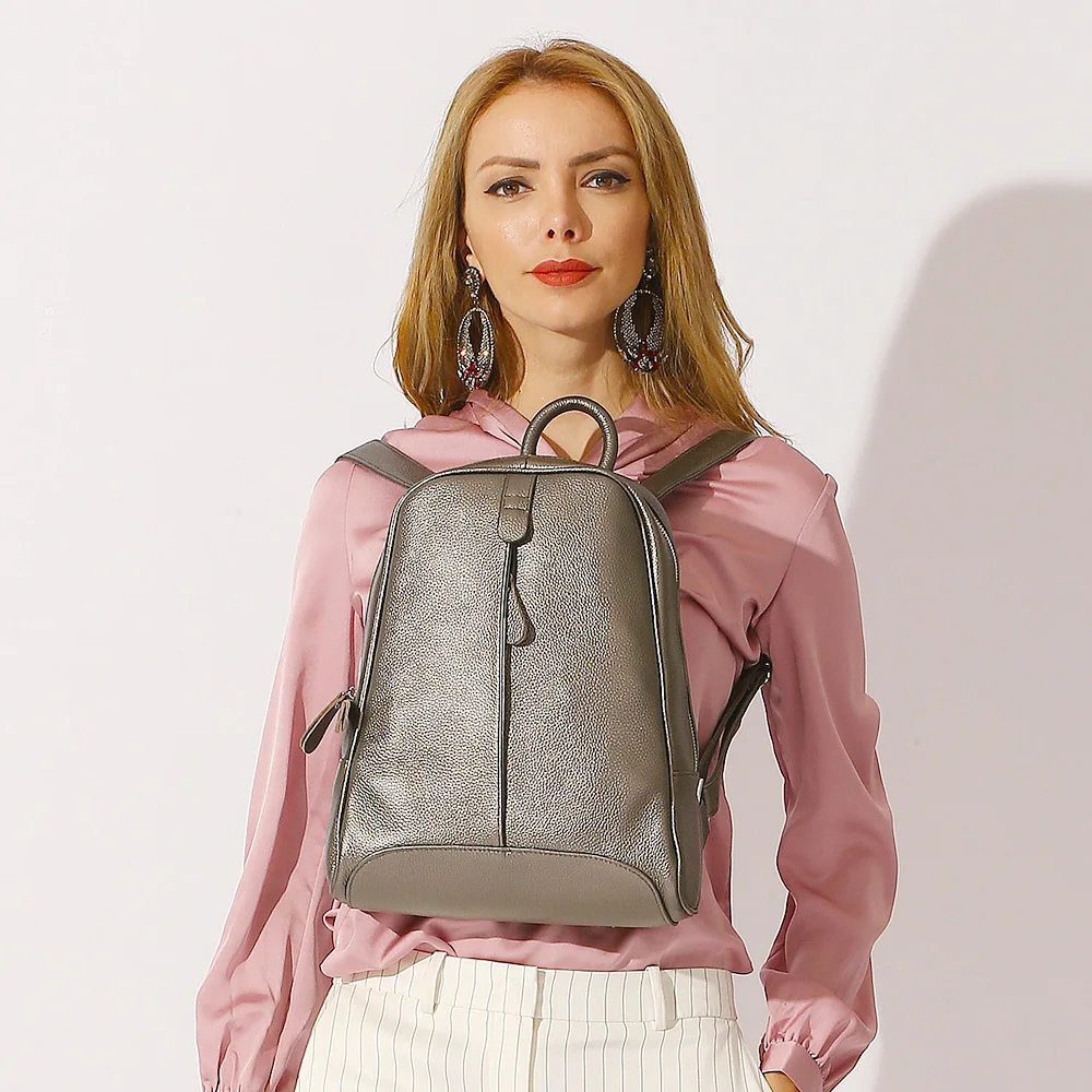 Zency, женские рюкзаки для путешествий, натуральная кожа, опрятный школьный ранец для девочек, модный ранец, большая вместительность, много карманов
