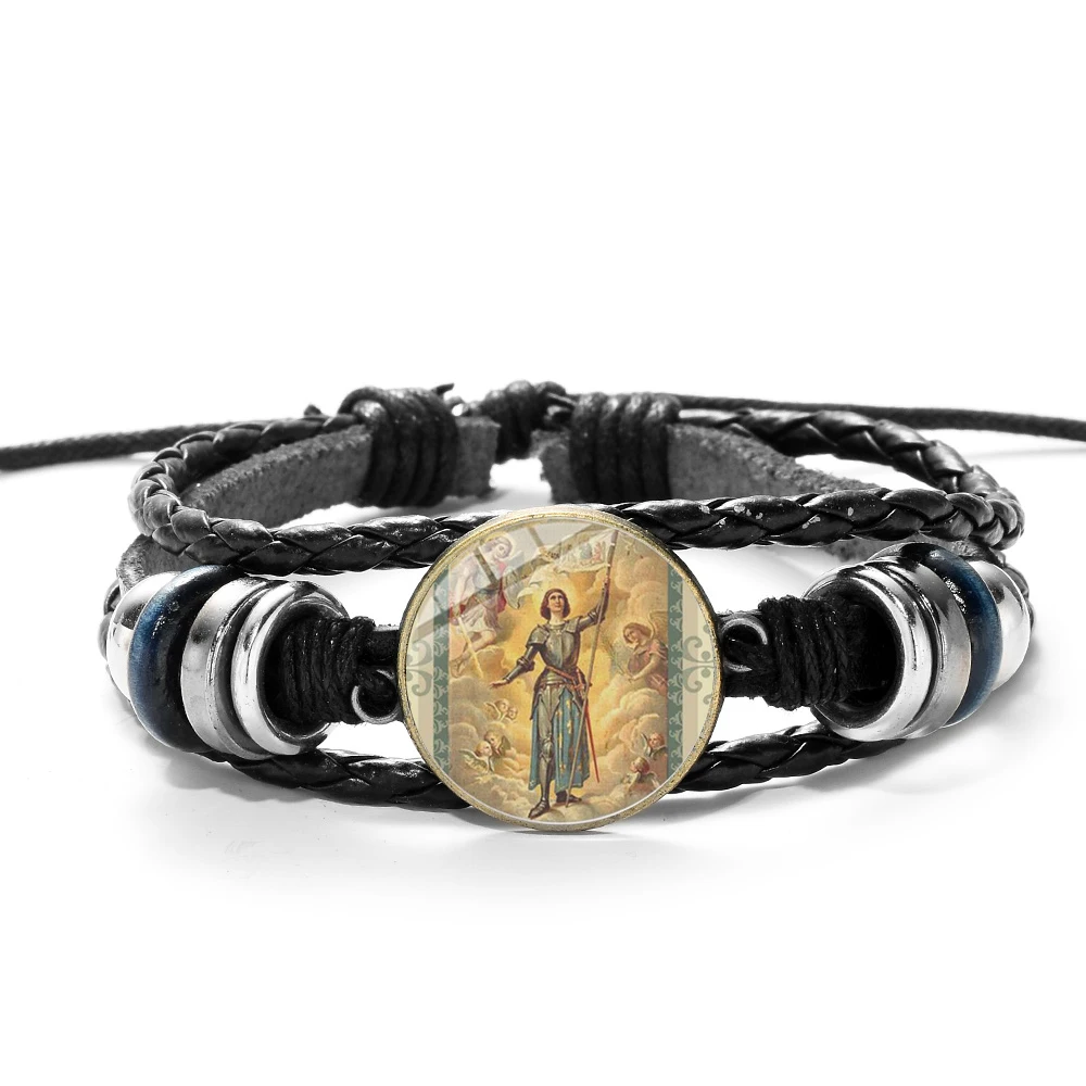 Браслет с символом амулата Archangel St.Michael Protect Me Saint Shield Glass Time Gem российские мужские