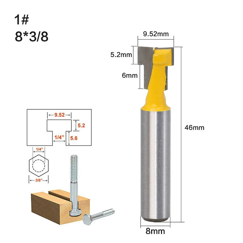 2 шт./компл. Концевая фреза 8 мм хвостовик с Т образными пазами Чистка нижней части