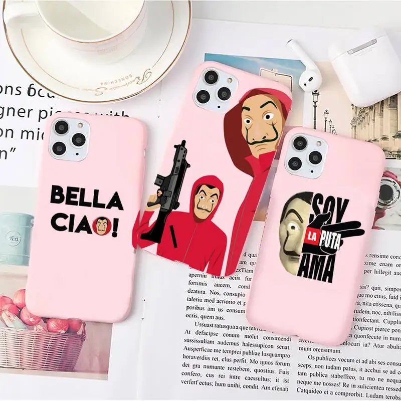 

la casa de papel Phone Case Candy Color for iPhone 6 7 8 11 12 s mini pro X XS XR MAX Plus