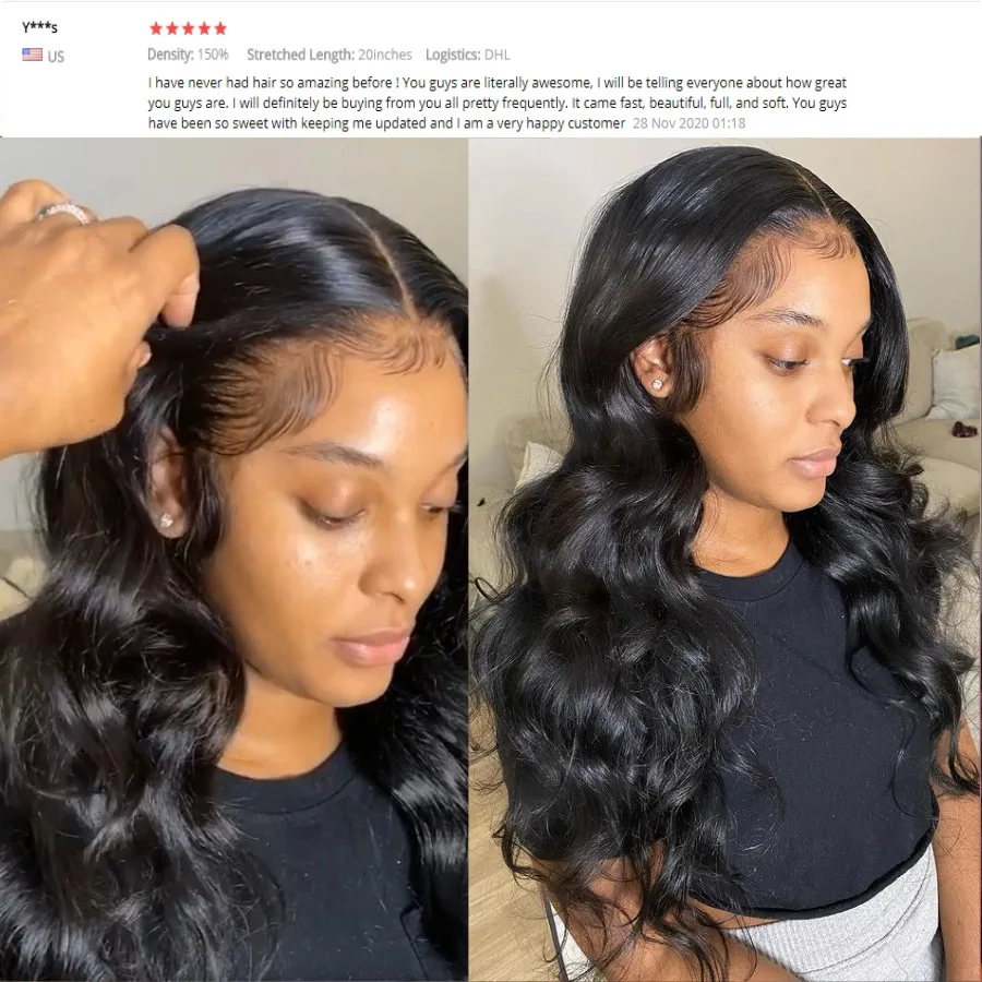 180% 13*6 HD Lace Frontal Wigs Body Wave Natural Color HD Transparent Lace PrePlucked 4x4 HD Lace Closure Wigs Human Hair Wigs