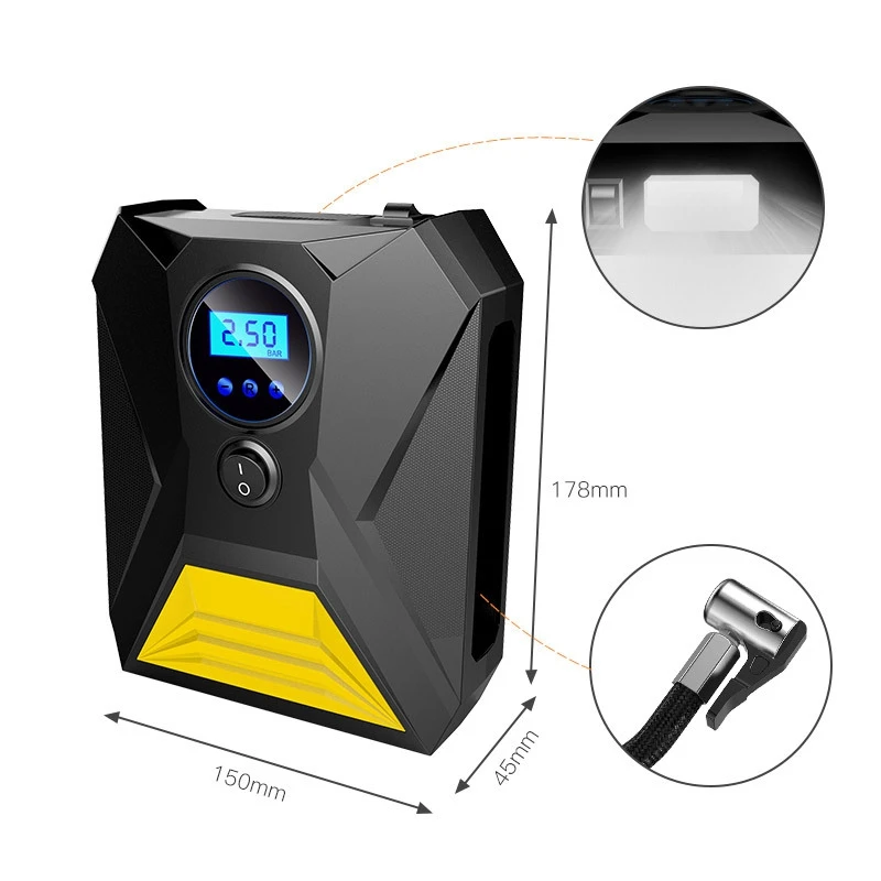 

Digital Car Inflatable Pump Electric Tire Air Compressor Pump 12V Portable Digital Auto Tire Inflator with LED Light
