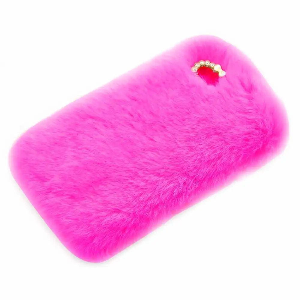 Rose red Милый пушистый чехол для iPhone X, Xr, Xs, 11 Pro, Max, милый пушистый плюшевый теплый кроличий мех, чехол для iPhone 5 5S se, 6, 6 S, 7, 8 Plus - Цвет: Rose red