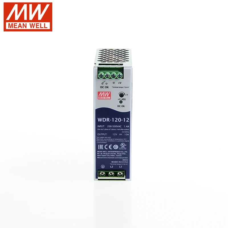 Бренд MEAN WELL представляет WDR 120 120W 12V/10A 24V/5A 48V/2.5A широкий Вход промышленные на din