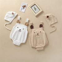 baby spring summer and autumn baby clothes cute bear sleeveless straps cotton hat two piece package mail