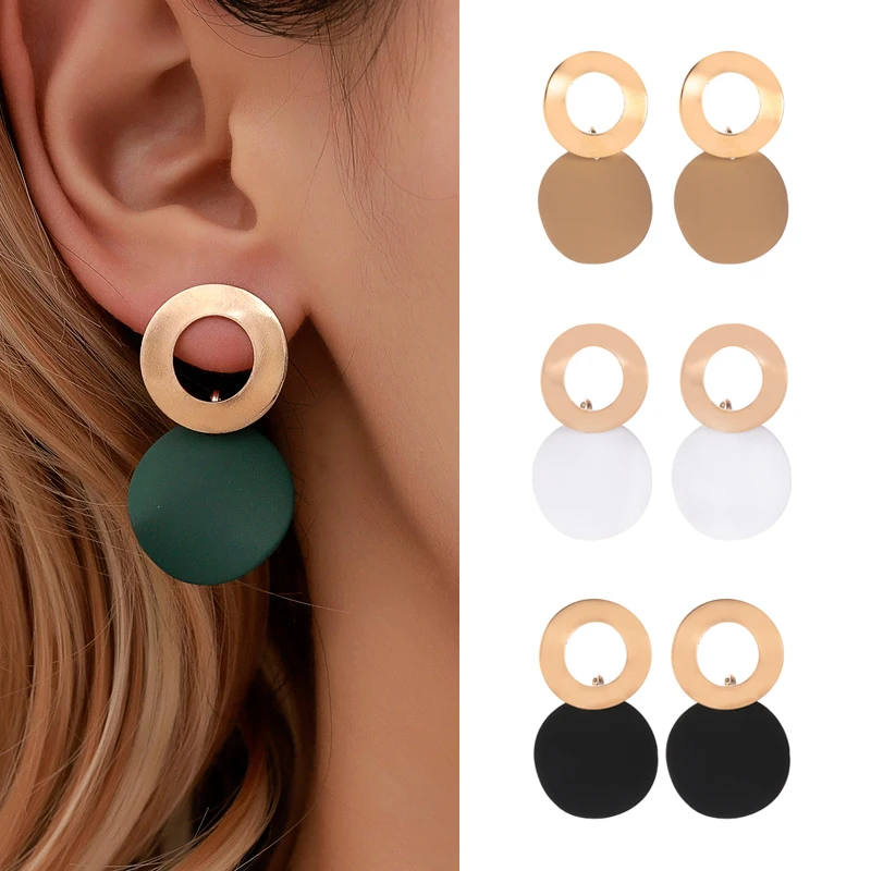 Модные геометрические серьги гвоздики эффектные круглые неправильной формы