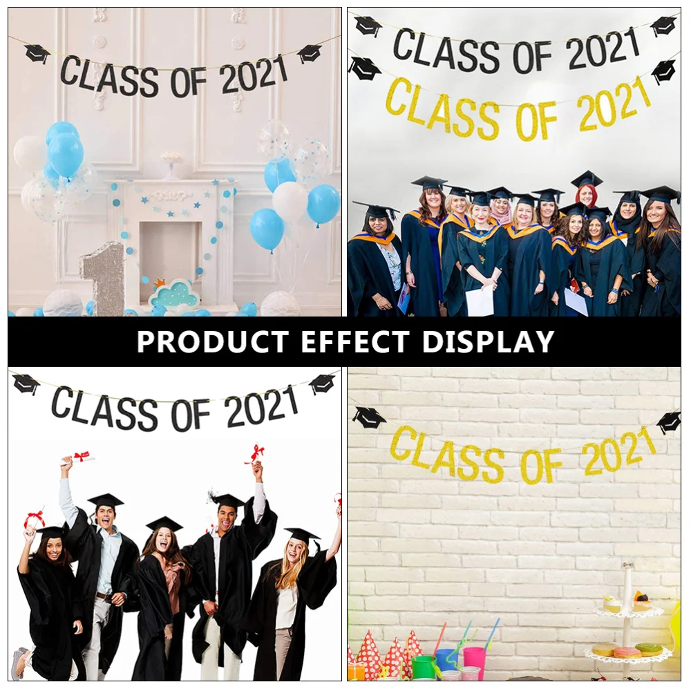 

2pcs Graduation Party Decorative Banner Celebration Scenes Hanging Decors