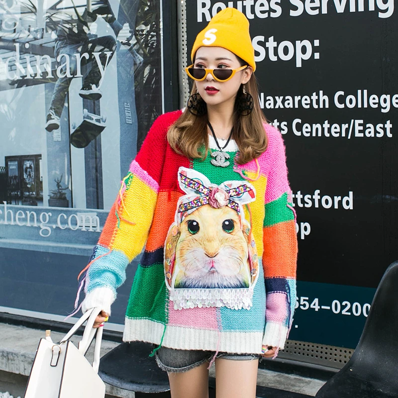 Женский осенний свитер с длинным рукавом и блестками | Женская одежда