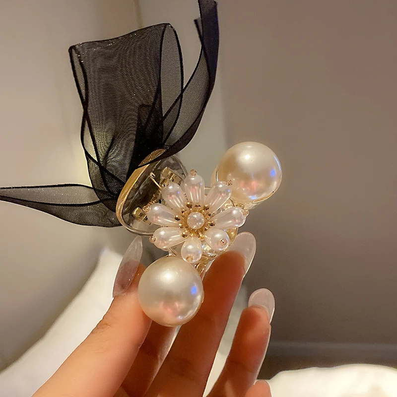 

Pearl Hair Claw Hair Ornament Bow Hairpin Headdress Hair Accessories for Women Acsesorios Para El Cabello Hair Clip Clamp