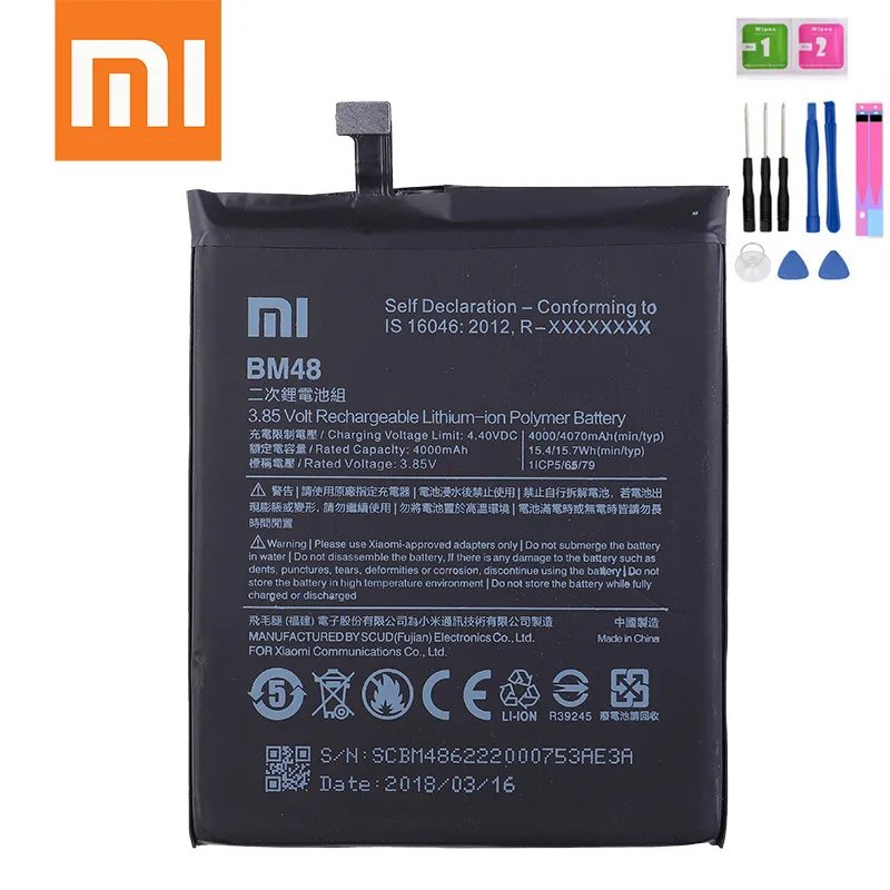 Оригинальный аккумулятор Xiaomi BM48 для mi Note 2 100% мАч сменные батареи и инструменты