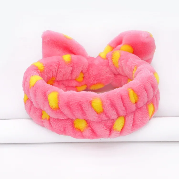 Мягкая эластичная лента для волос из кораллового флиса с большими заячьими