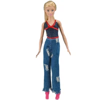 fashion ripped denim pants 11 5 doll clothes for barbie dolls accessories 16 bjd clothes shirt top jeans trousers kids diy toy