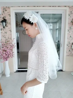 Кружевная Фата для лица JIN IS кружевная фата из натуральных волос с кристаллами и