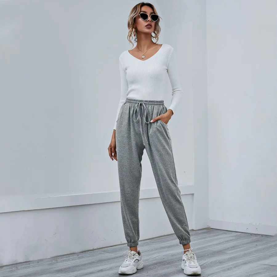 

Gray Sweatpants For Women 2021 Autumn New Fashion Balck Casual Trousers Female Joggers Streetwear Loose High Waist Pants