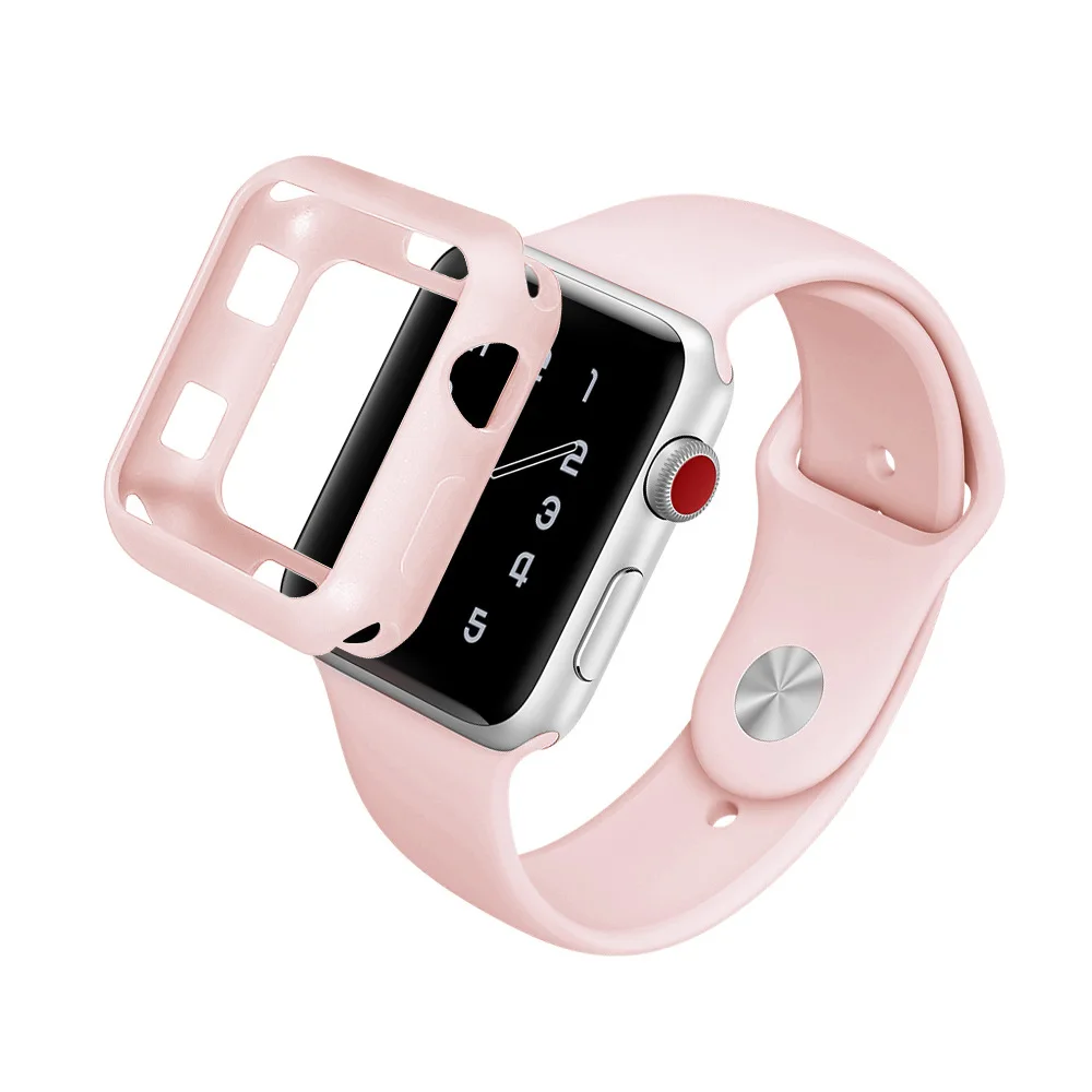 Однотонная одежда матовый чехол для Apple Watch 1/2/3/4 спортивная мягкая силиконовая