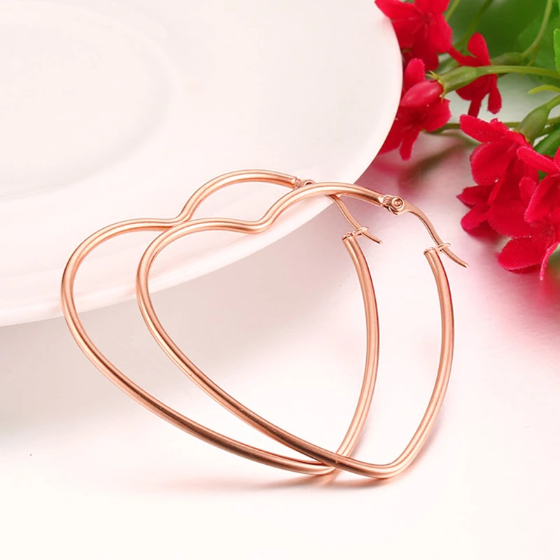 Женские серьги-кольца с большим сердцем из нержавеющей стали большие серьги Bohe