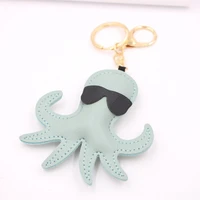 new fashion octopus shape pu leather keychain pendant car creative octopus keychain cute bag ornament personalized gift keychain