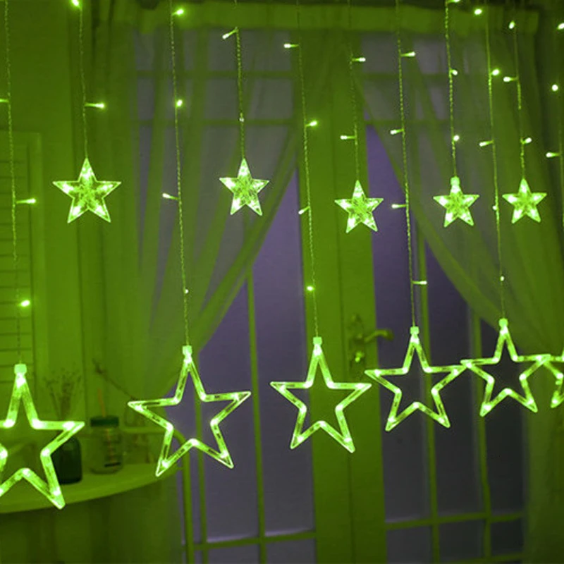 

2.5M LED Christmas Lights Star Curtain String Light EU Fairy Light Outdoor Indoor Garland For Party Wedding Holiday Decoration
