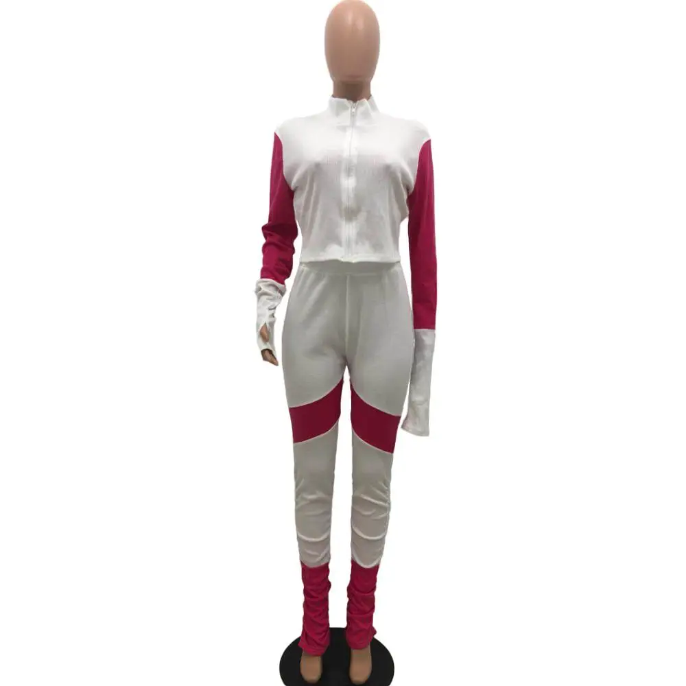 

Knitted Ribbed set stacked sweatpant leggings two piece set women patchwork 2 piece set tracksuit outfits joggers fall 2020