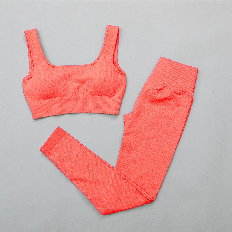 

8 Color Nylon Quick Dry Yoga Set Women Gym Clothes Professional Running Seamless Home Fitness Bra Long Sleeve Pants Sports Suit