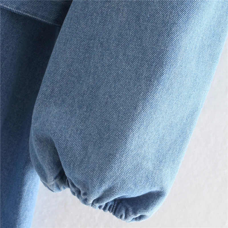 

TRAF Za Dress Women Blue Denim Short Dresses Woman Summer 2021 Fashion Belt Puff Sleeve Mini Dress Girl Vintage Casual Dresses