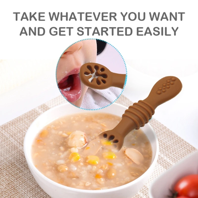 

Силиконовая ложка со светодиодной подсветкой для отлучения ребенка, тренировочная посуда для новорожденных