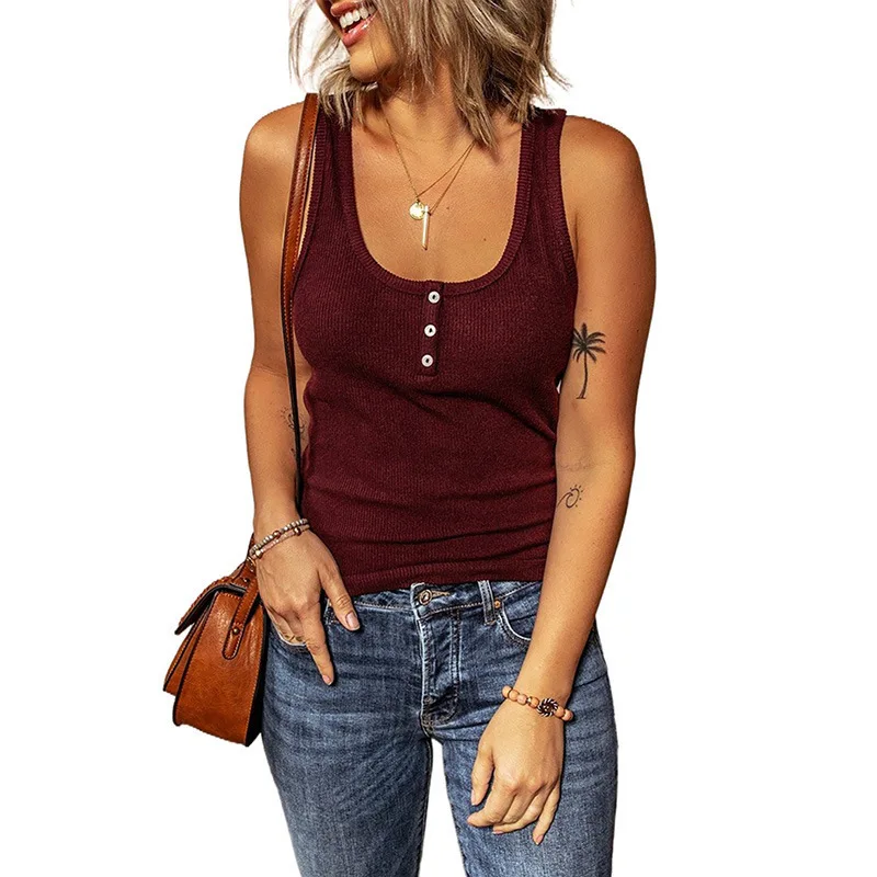 

Women Tank Tops Solid Black Casual Ladies Basic Knitted Square Neck Sleeveless Vest Sling Tops Women 2021 Fashion Summer Clothes