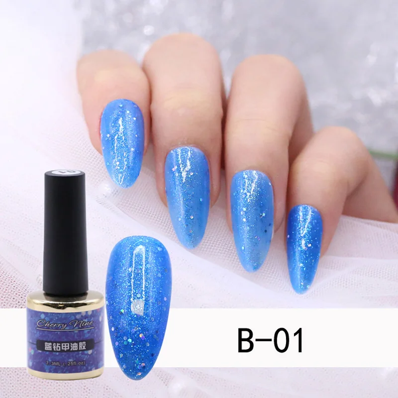 

CHUNSH 2019 New 7.3ML Blue Diamond Gel Nail Polish Varnish Lacquer Soak Off LED/UV Gel Polish Nail Art Design Manicure 6Colors