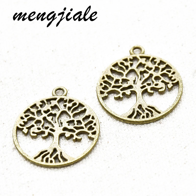 

10pcs Two Color Round Tree Of Life Charms Alloy Metal Double Sided Pendants For DIY Handmade Jewelry Accessories Making 25*25mm