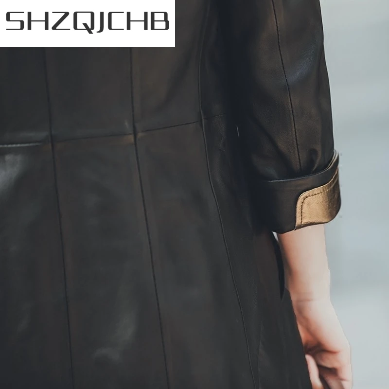 

JCHB 2021 New Korean Women Black Genuine Leather Casual Suit Coat Jacket Casaco Feminino Real Sheepskin Elegant Blazer Office La