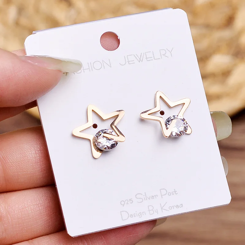 Серьги-гвоздики XIYANIKE из нержавеющей стали 316L золотого цвета со звездой 2021 модные