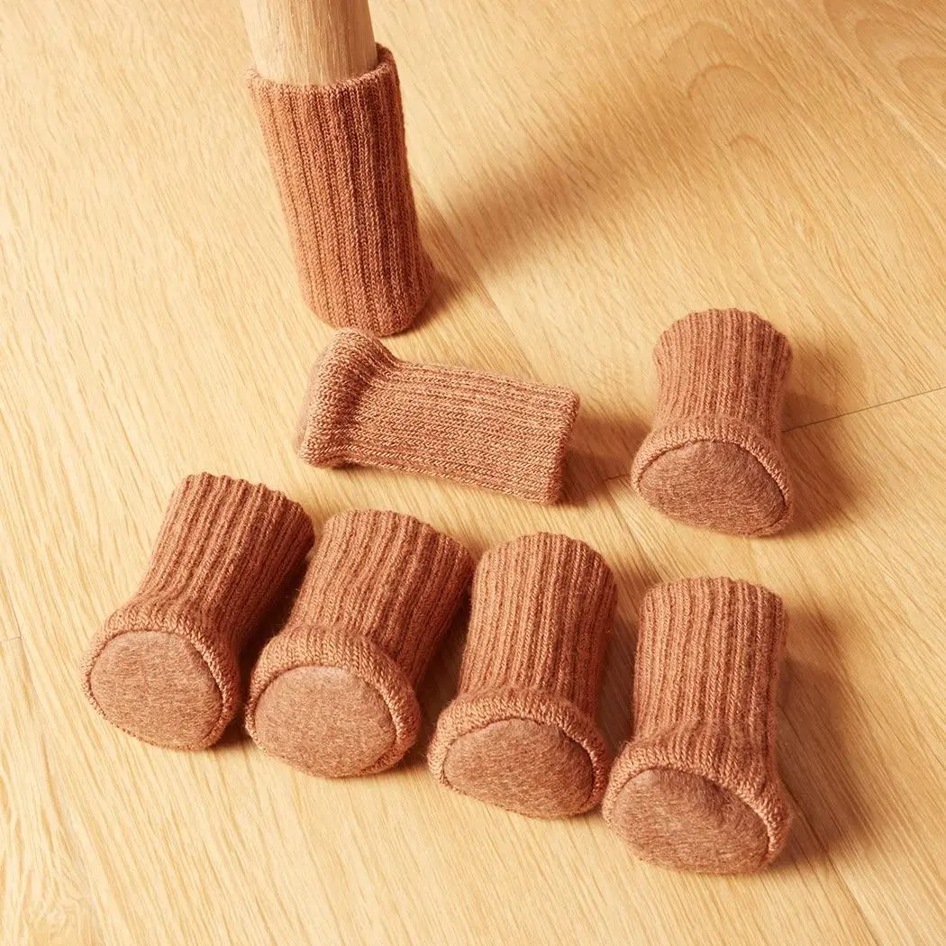 

24 PCS Knitted Chair Leg Socks High Elastic Furniture Socks Pads Non-Slip Furniture Feet Caps Covers for Protect Floor