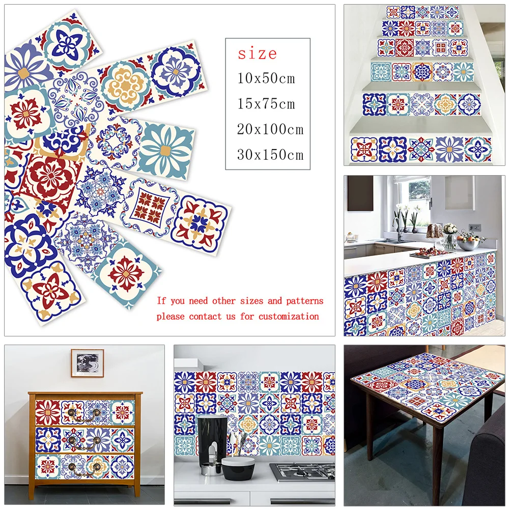 Цветная полоса в стиле ретро настенная наклейка линия талии для ванной и кухни