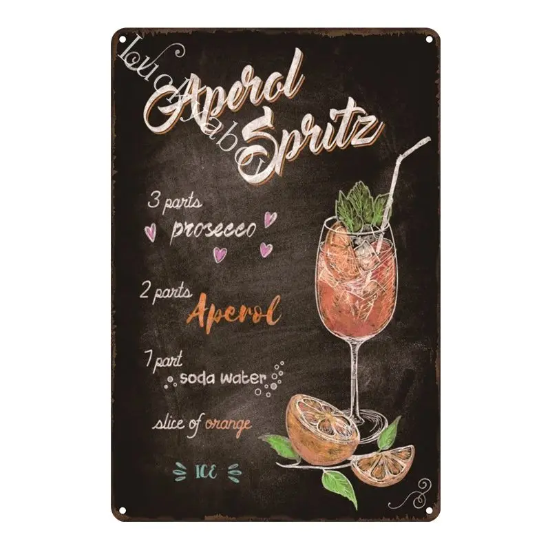 [Luckyaboy]Martini Mojito Cocktail Vintage Tin Signs Wall Plaque Custom Metal Painting Antique Gift home bar Pub Decor AL035 - Цвет: UV1558