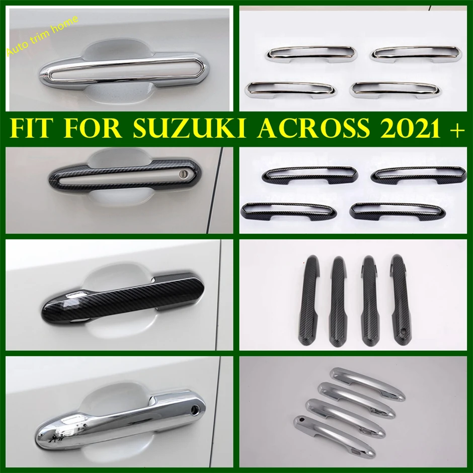 

Car-styling Chrome / Carbon Fiber Look Outside Door Pull Handle Catch Protective Cap Cover Trim Fit For Suzuki Across 2021 ABS