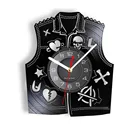 Настенные часы в стиле панк с жилетом, винтажные украшения для дома, с рисунком звезды, кости, разбитого сердца, с виниловой записью, в стиле рок н-ролл
