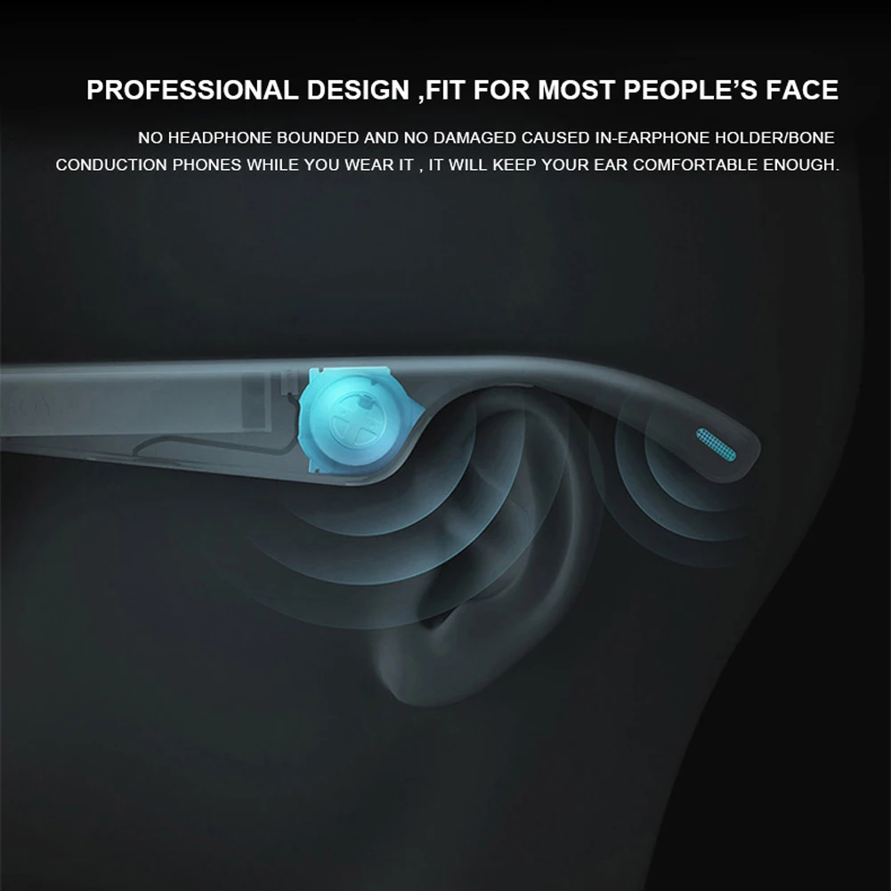 Беспроводные Bluetooth умные очки водонепроницаемые басы Hifi черная оправа