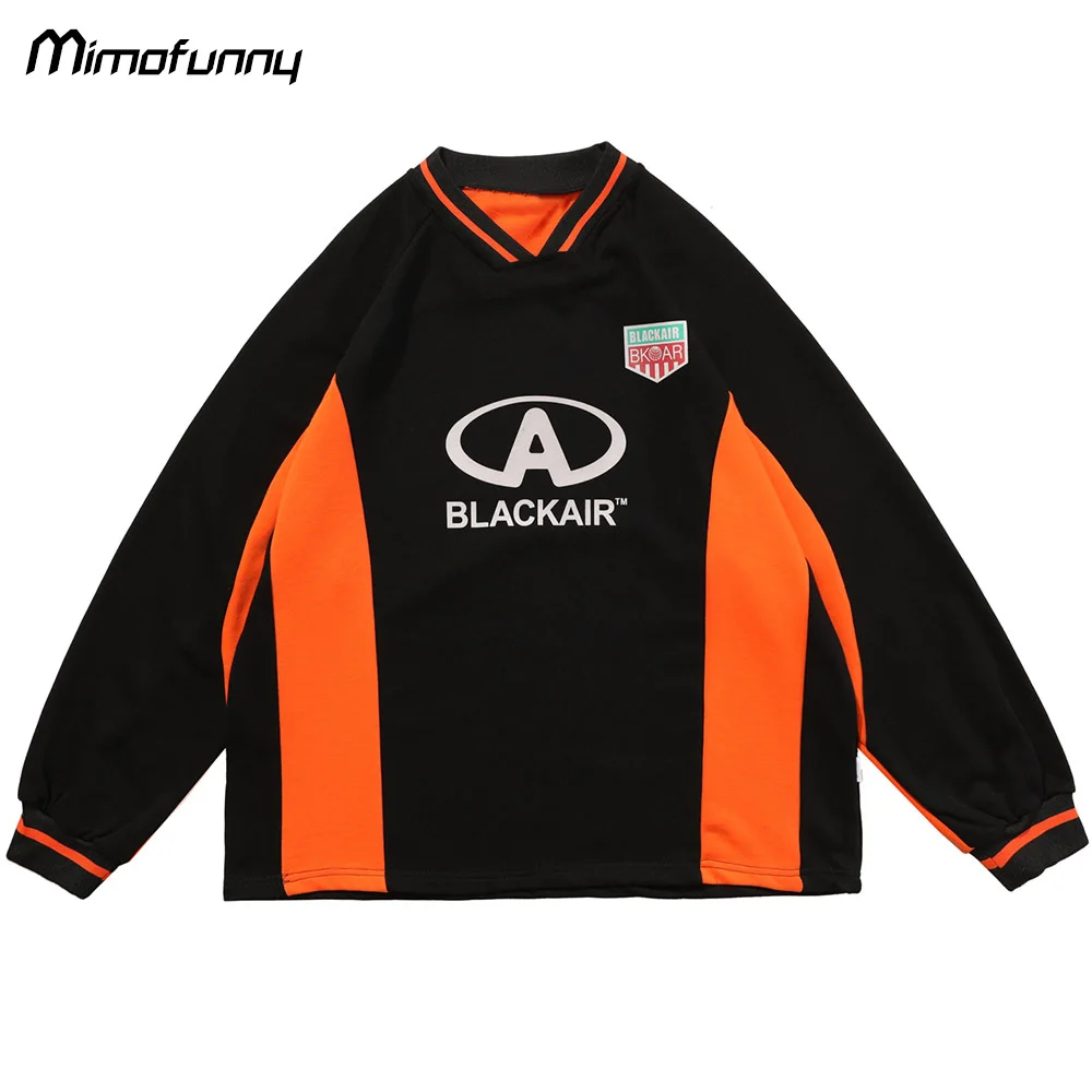 

Baseball Sweatshirt Men Hit Color Patchwork V-Neck Hoodie Couple Baggy Harajuku Fashion College Style Pullover Autumn Streetwear