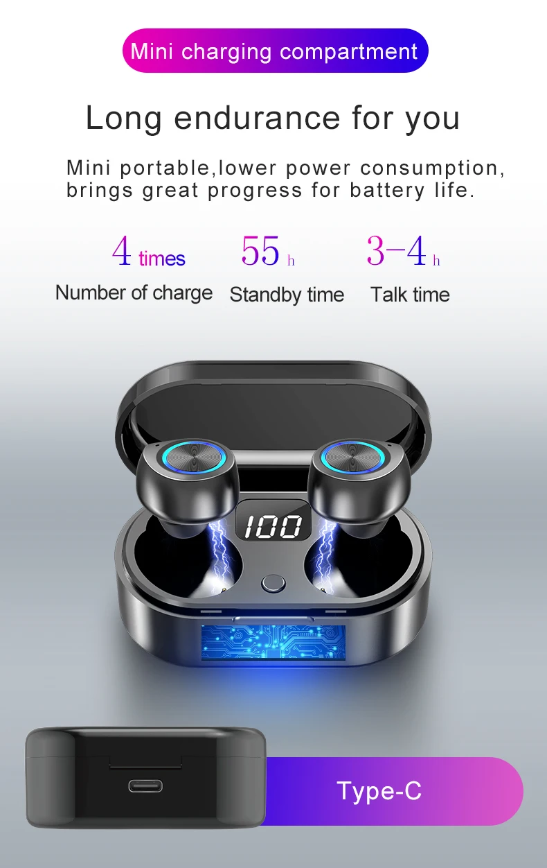 DAG TW80 беспроводные наушники Bluetooth 5,0 наушники бас HiFi Steroe наушники TWS мини наушники с микрофоном+ светодиодный дисплей зарядка