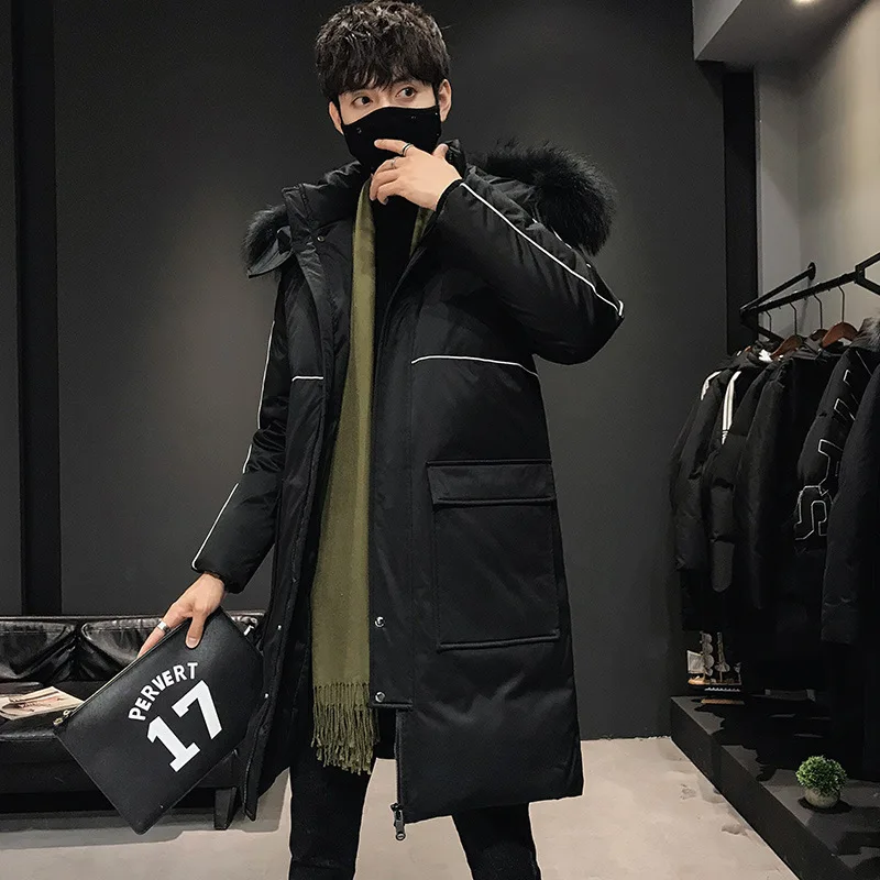

Winter Airtificil Fur Hood Long Puffer Jackets For Men Fashion Thick Warm White Duck Down Overcoats Man Winter Parkas JK-931