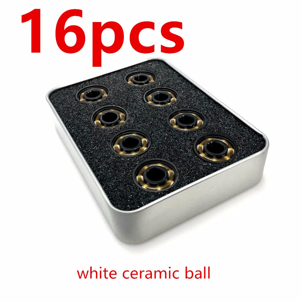 16pcs 608 подшипник ABEC 9 керамический шарик встроенный подшипник конька balineras скейтборд стальной шарик гоночный скейт керамический шариковый подшипник 16 шт./лот - Цвет: 16pcs white ceramic