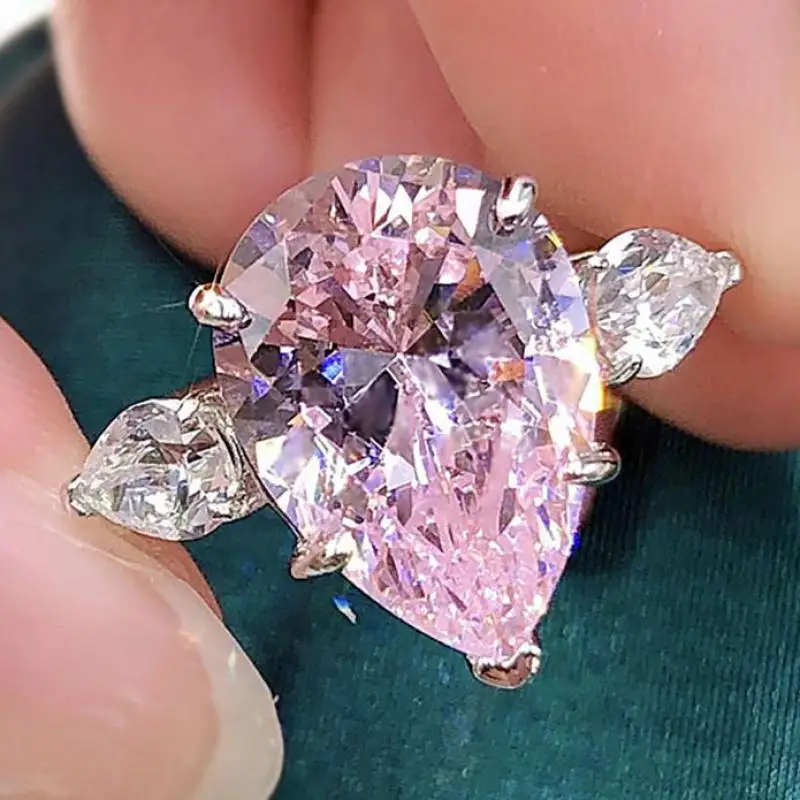

Sunlight 100% 925 Sterling Silver 10*14mm Water Drop Topaz High Carbon Diamond Rings For Women Wedding Party Fine Jewelry Gifts