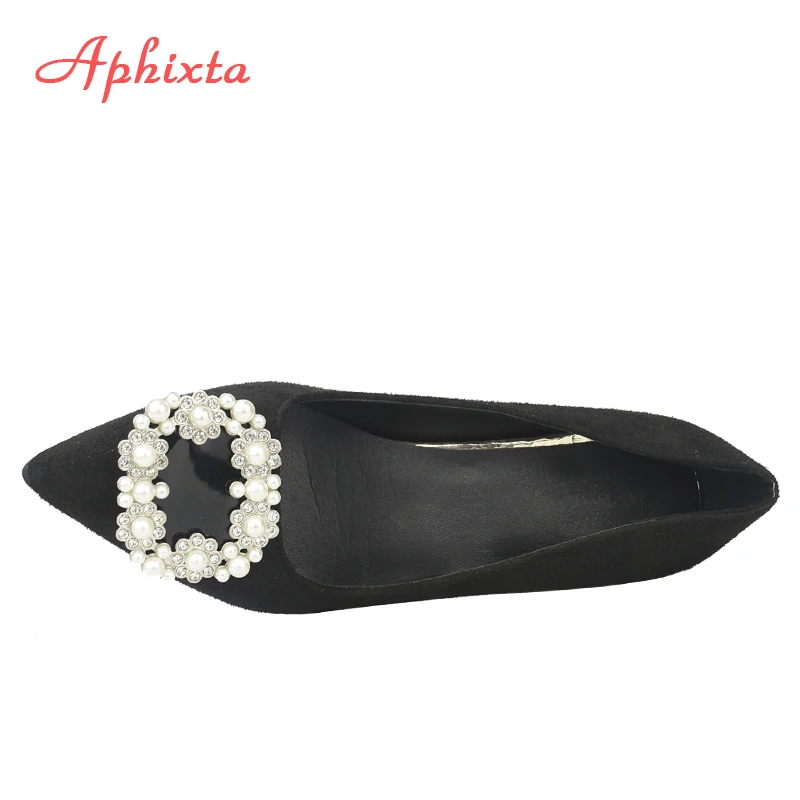 Aphixta Big Size 48 Pumps Women 7cm 5cm Square Heels Pearl Buckle Shoes Woman Classics Pointed Toe Dress Official Party | Обувь