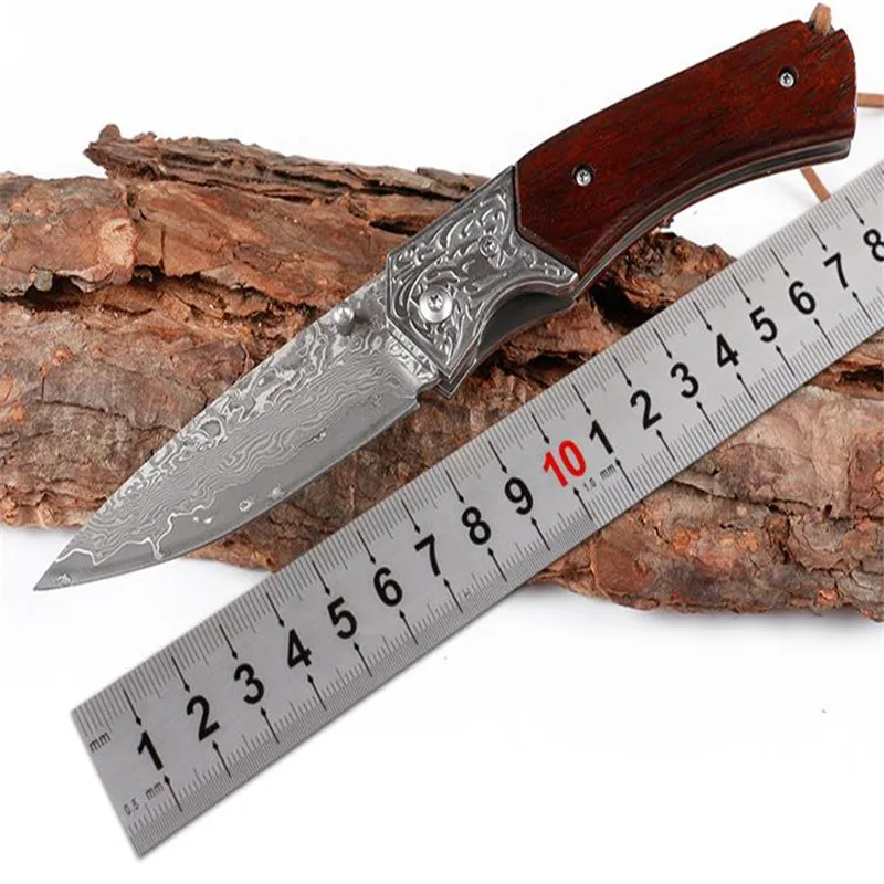 

Outdoor Damascus Small Folding Knife Portable Mini Folding Knife Decorative Steel Gift EDC Tool