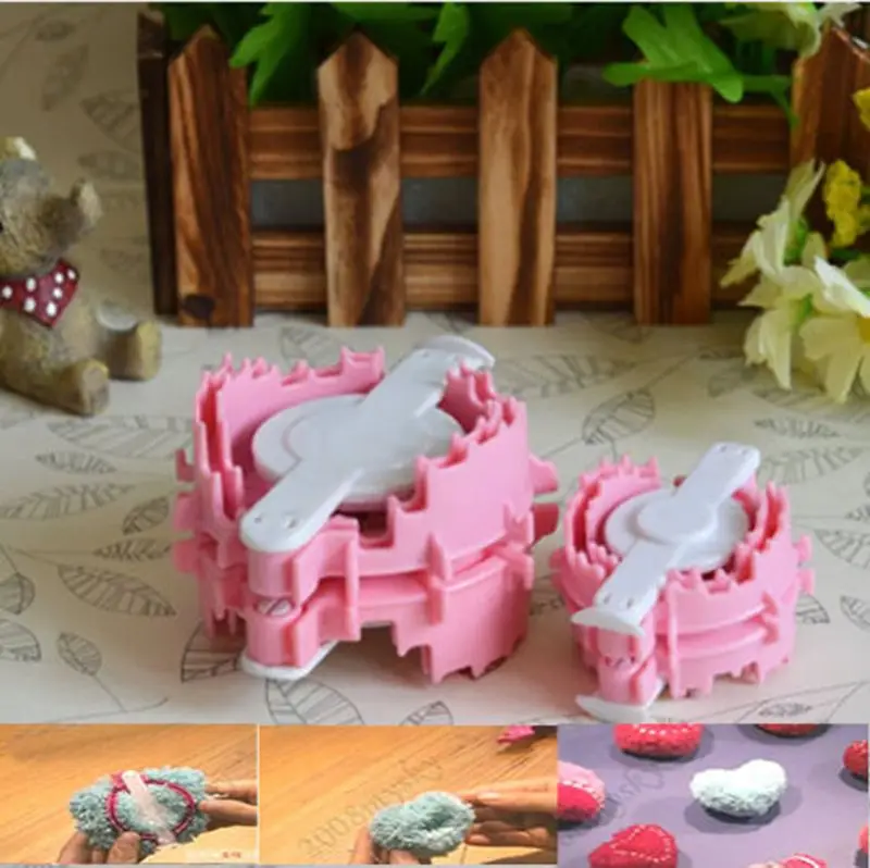 2X Размеры L + S сердце Форма Pom Maker для малышей майка с помпонами Вивер Вязание