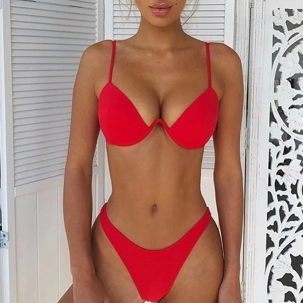 Женский купальный костюм с чашками пуш-ап и низкой талией | Женская одежда